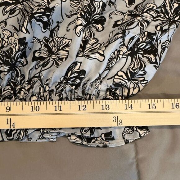 Robert Rodriguez 100% Silk Blouse Open Ruffle Sleeve Tie Neck Elastic Waist XS - Picture 9 of 10